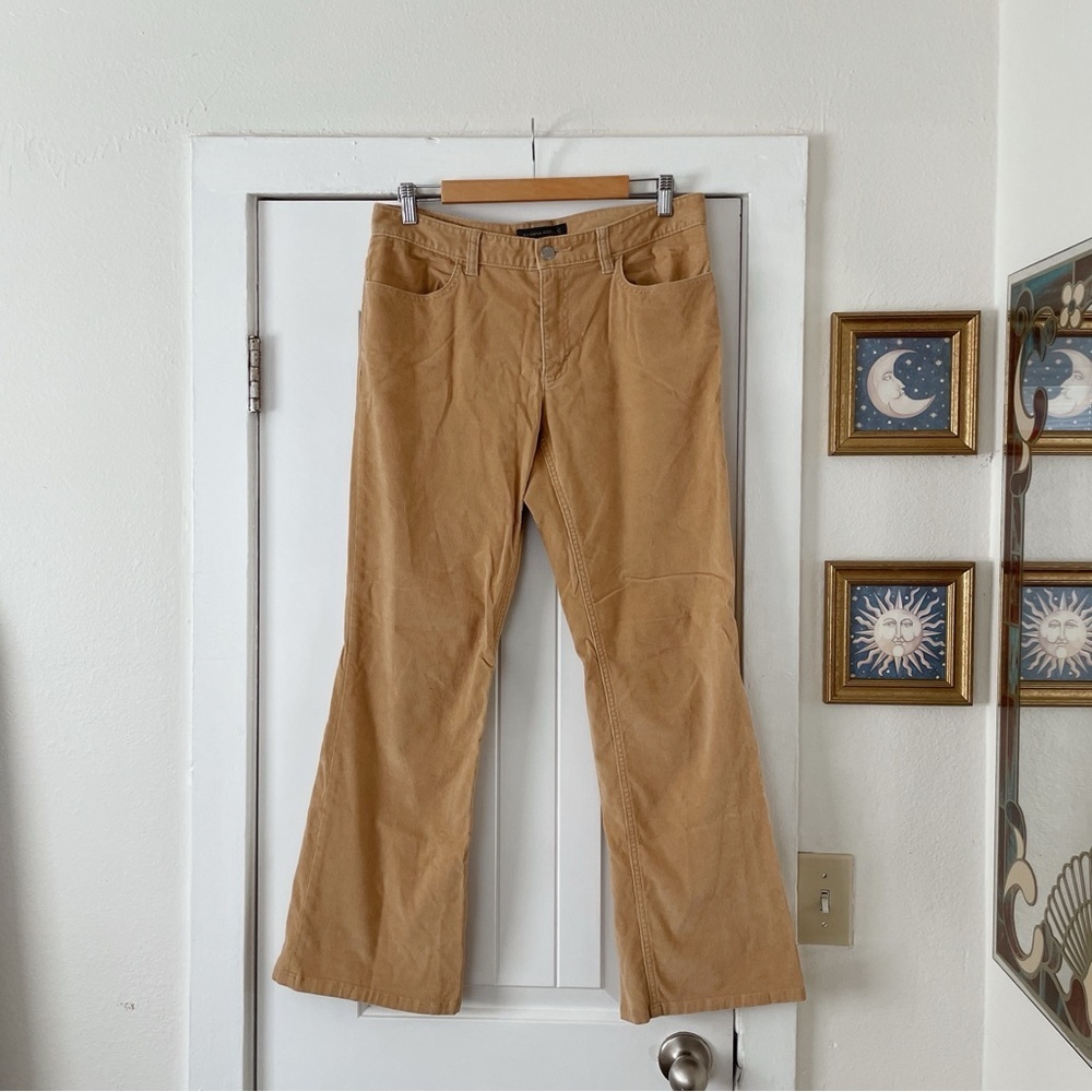 Banana Republic Factory Low Rise Tan Corduroy Pants Y2K Wide Leg Casual 2002 33"